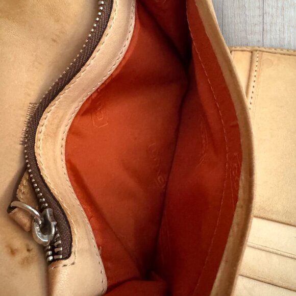 Coach Signature Canvas Leather Trim Bifold Checkbook Wallet Brown Khaki - Picture 8 of 9